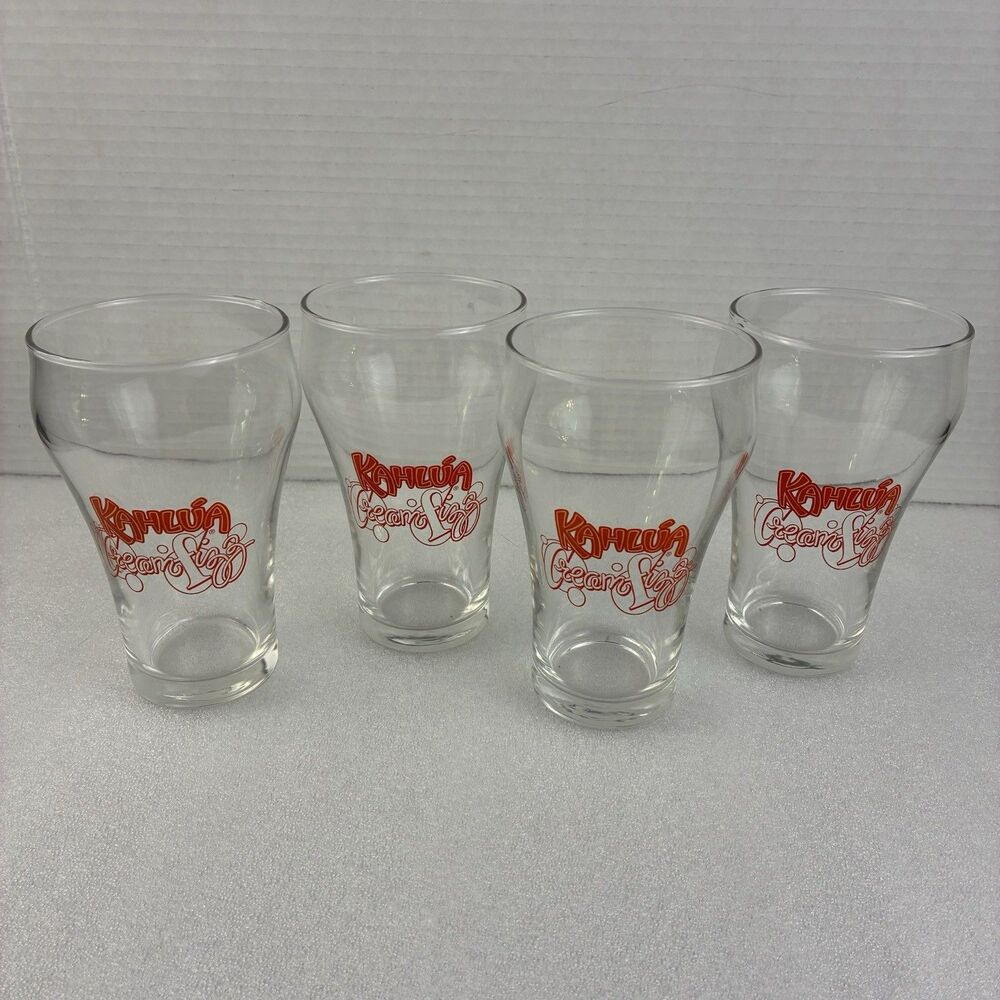 Vintage Kahlua Liqueur Libbey Cream Fizz Cocktail Drink Glasses 12 oz Set of 4